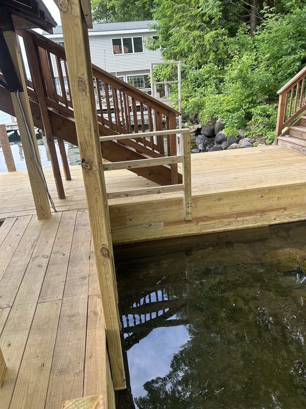 Boathouse and dock rebuild in progress on the shoreline