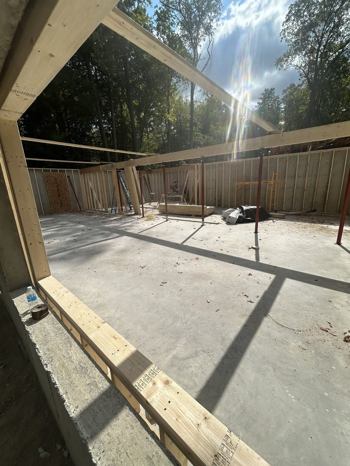 Roof framing of a new lakeside boathouse