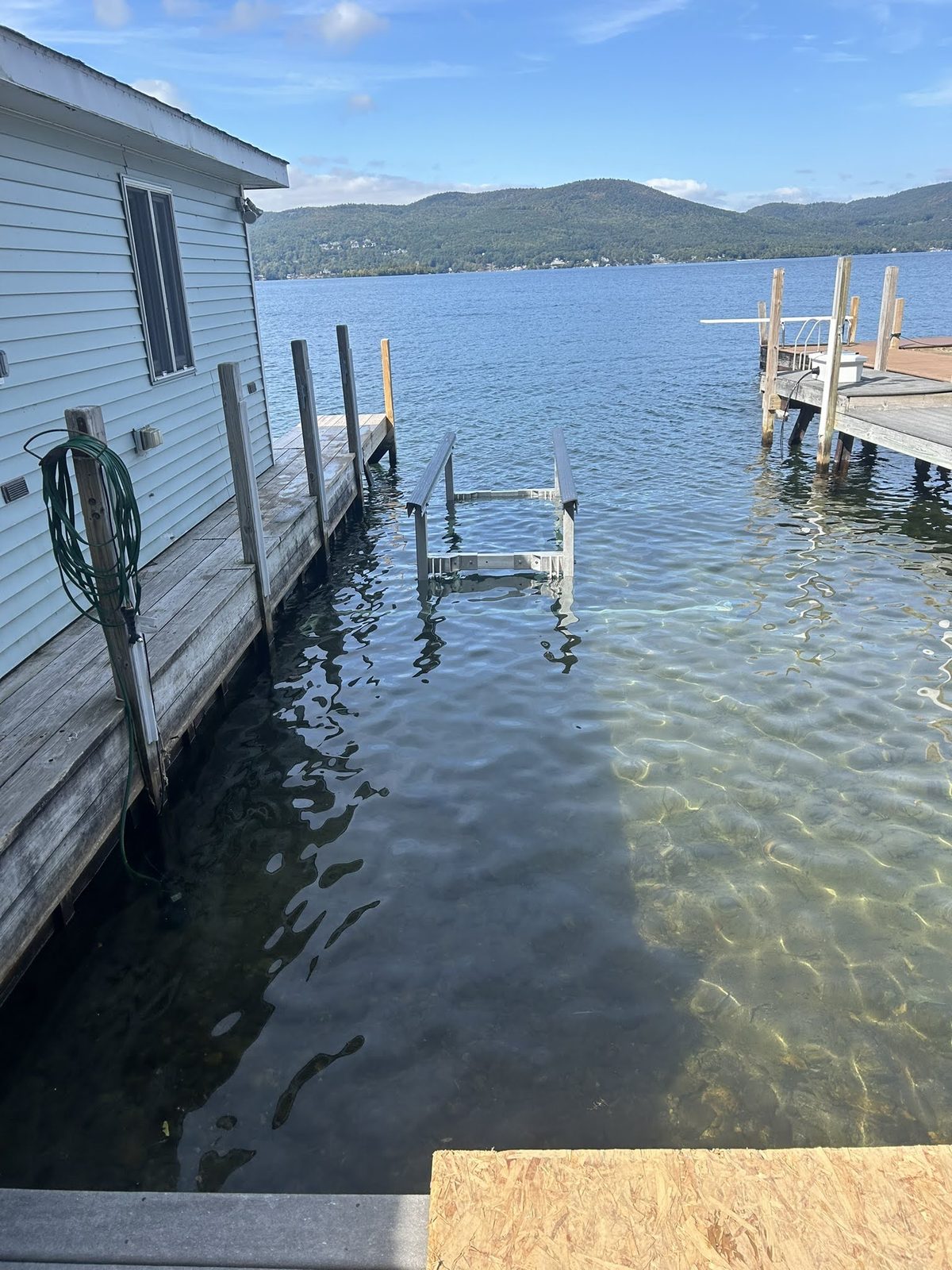 Boat lift cradle and guide posts ready for the season