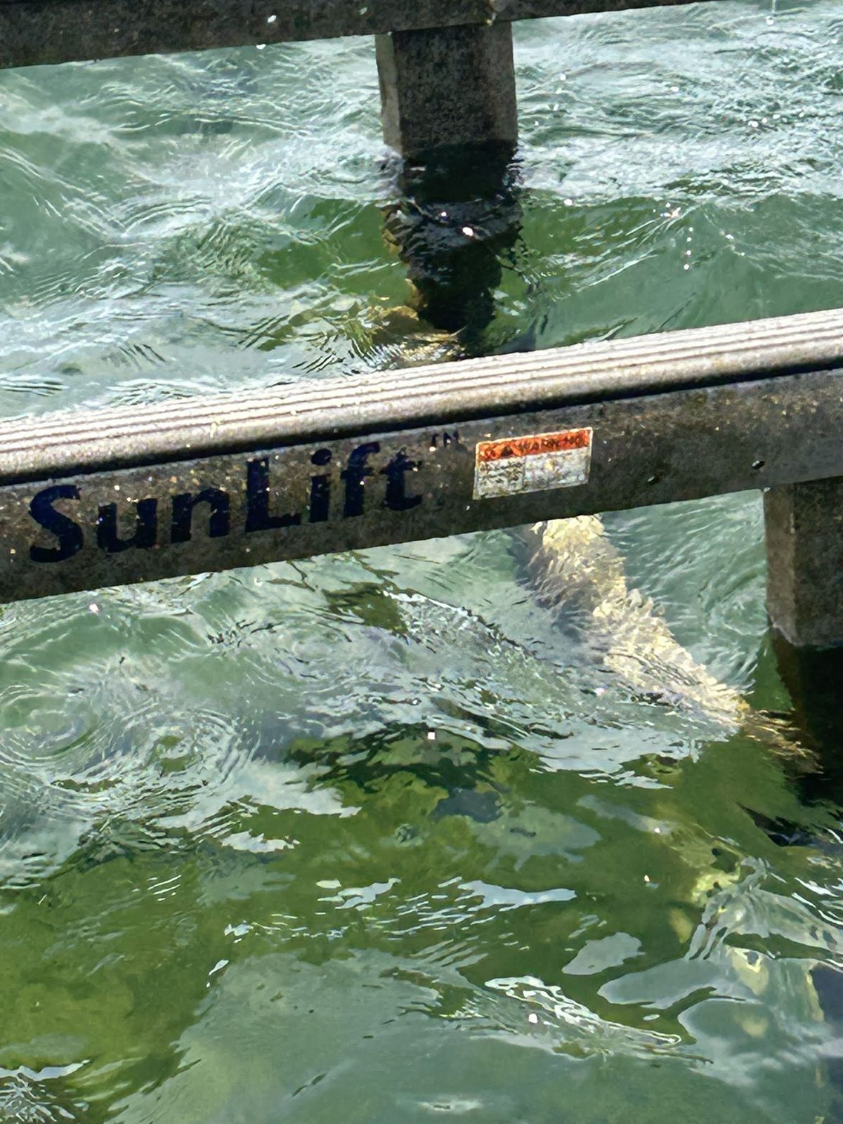 SunLift boat lift installed in the clear water of Lake George