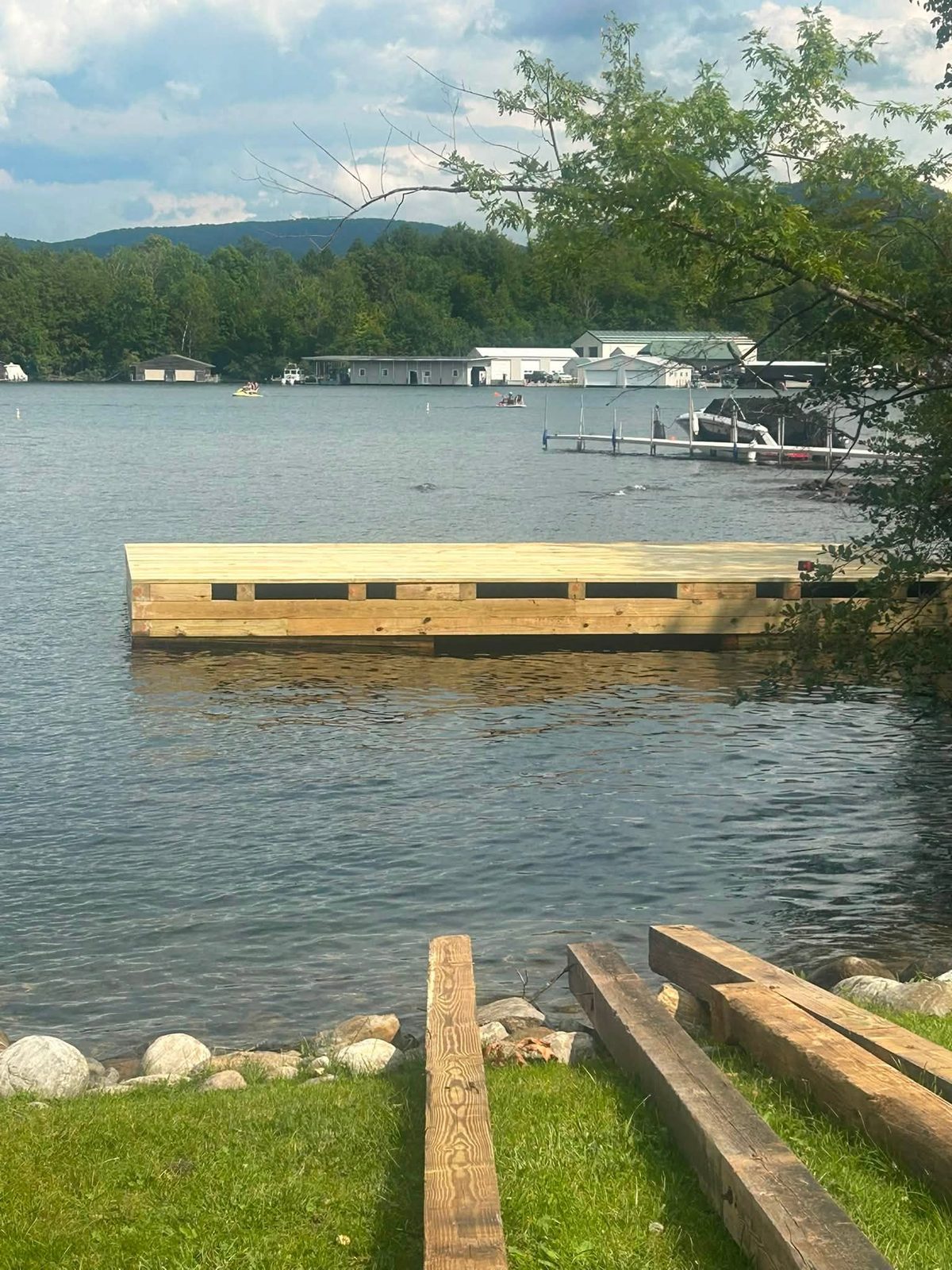 Completed dock deck at the Fresh Water Institute field station in Bolton Landing