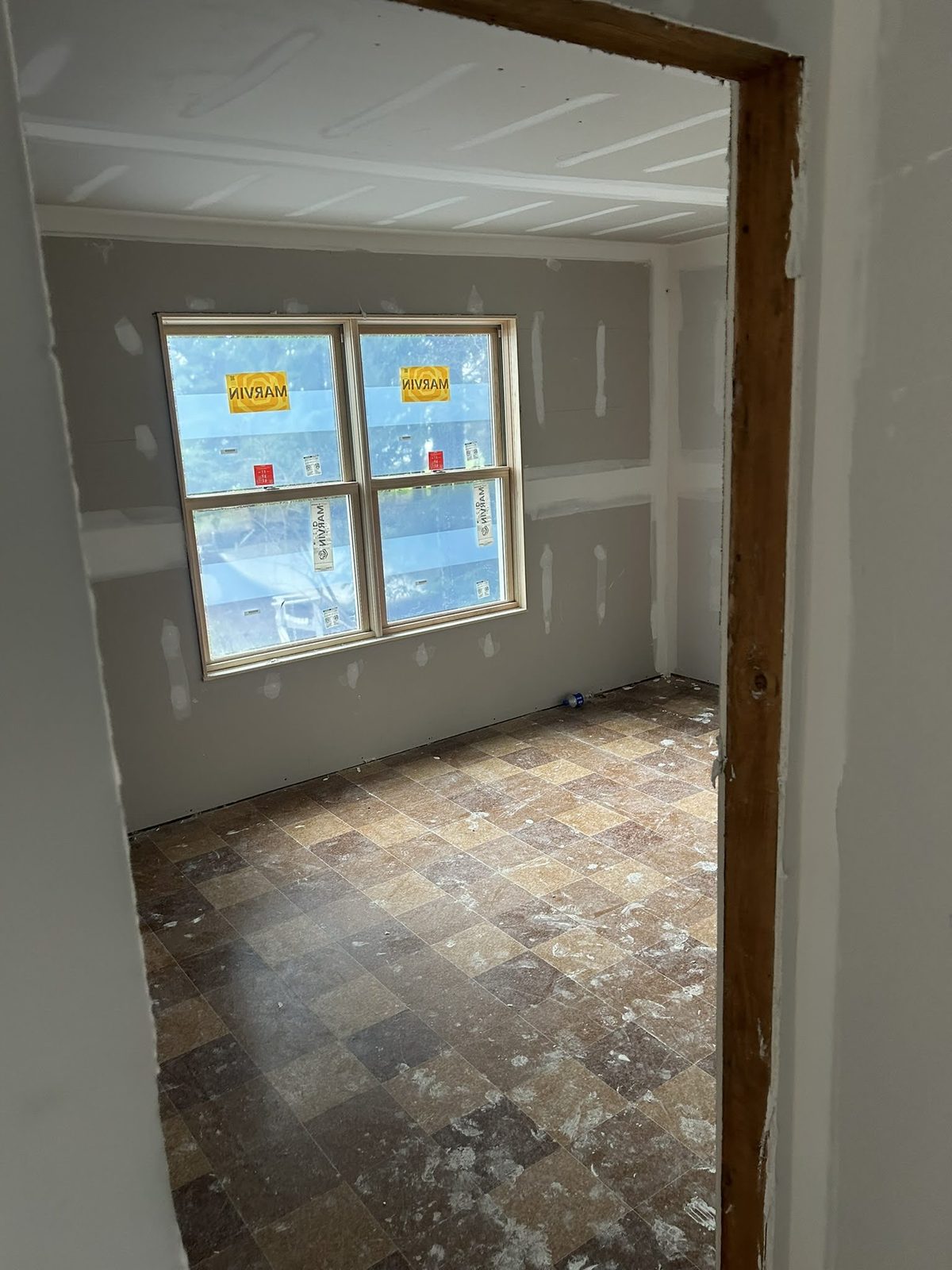 New window installation awaiting trim and finish work